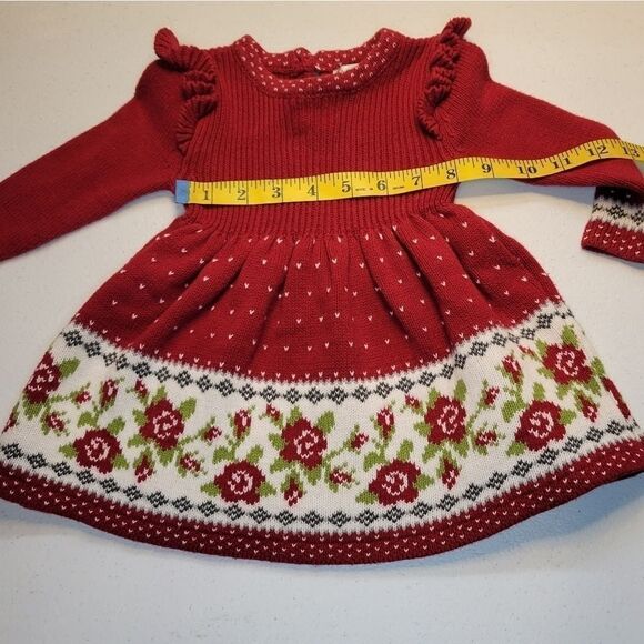 MAX Studio Baby Red Knit Dress with Ruffled shoulder 3-6mo - Picture 6 of 7